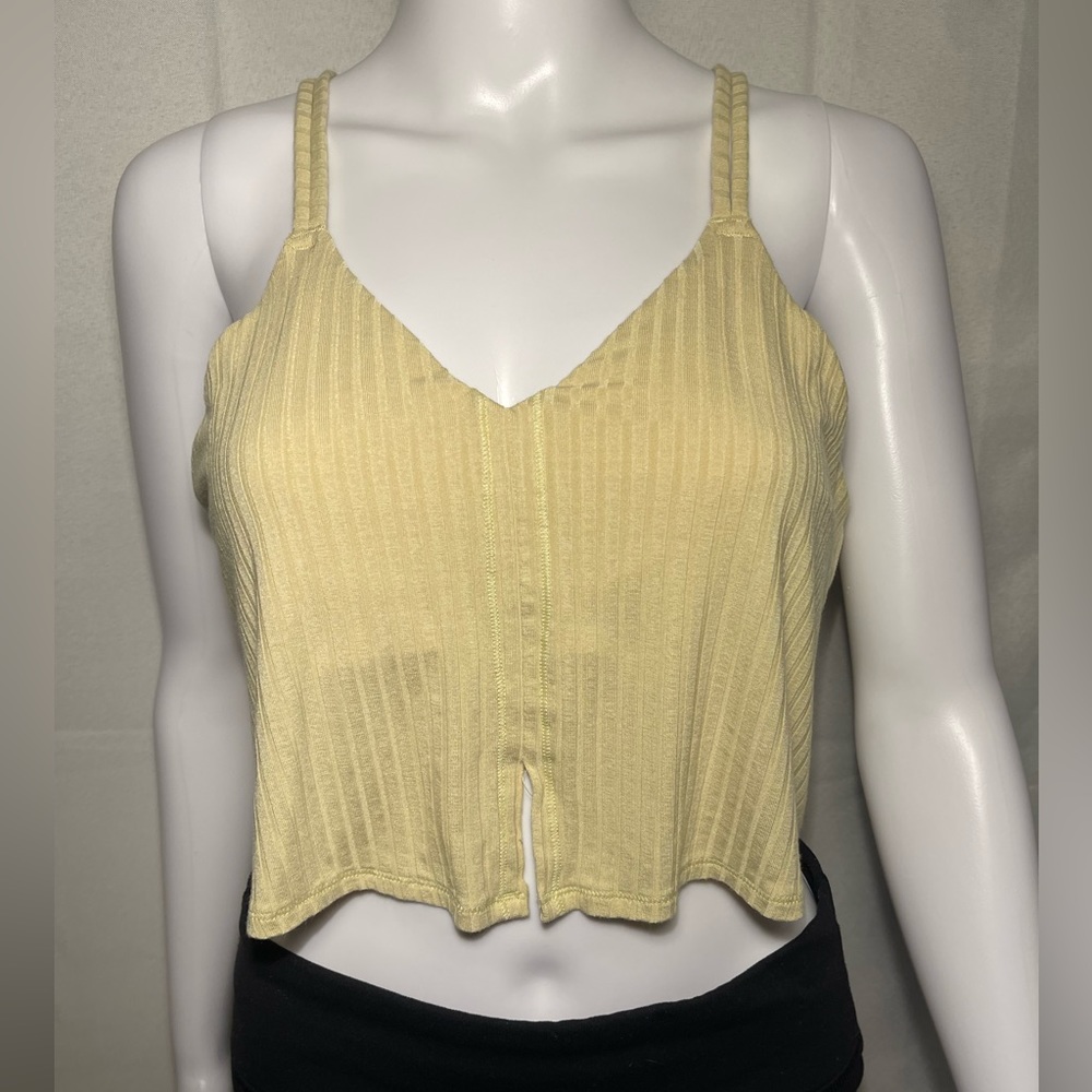 LIKE NEW Aerie Yellow Ribbed Bralette Lace Racerback Crop Top